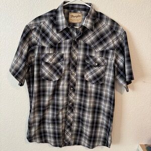 Wrangler Men's black and purple Plaid Shirt
